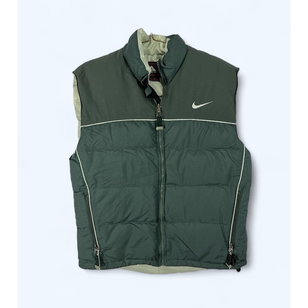 NIKE ACG‎ Goose Down Vest VINTAGE 90s LARGE Nylon Green Full Zip